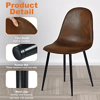 Homy Casa Lot de 4 chaises de bureau rembourrées sans accoudoirs pour espace de travail à domicile, imitation daim brun