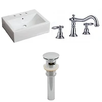 21-in. W Wall Mount White Bathroom Vessel Sink Set For 3H8-in. Center Faucet AI-26129
