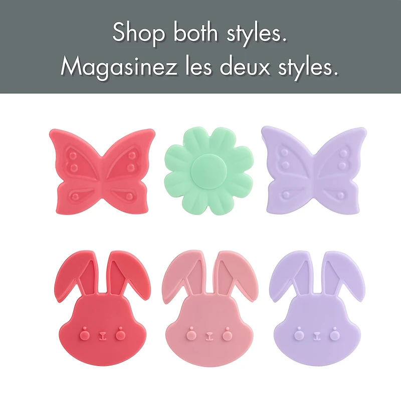 Way to Celebrate 3-Pack Butterfly and Flower Kitchen Bag Clips in Deep Pink, Soft Green and Soft Purple