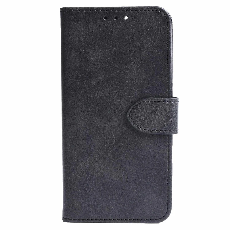 Blu Element Faux Leather Folio Case w/TPU Gelskin for iPhone 16, Black, Folio Case for iPhone 16