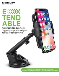 Merkury InnovationsExtendable Car Windshield & Dash Mount Black, Ext. Car Windshield DashMount