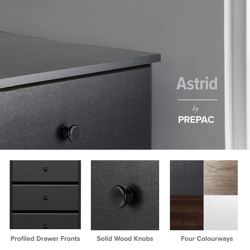 Prepac Astrid Black 6-Drawer Tall Chest