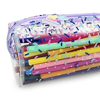 Pen+Gear Clear Fashion Pencil Pouch with Party Candy Sprinkles Print