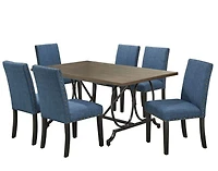 Salle à manger Elizabella, 7 pièces, Bleu