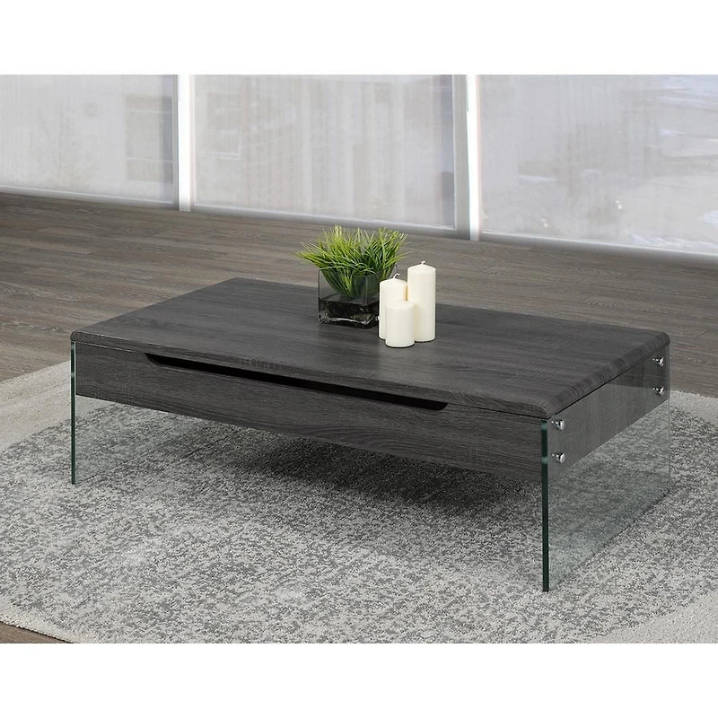 Table basse à plateau relevable Kyle, gris