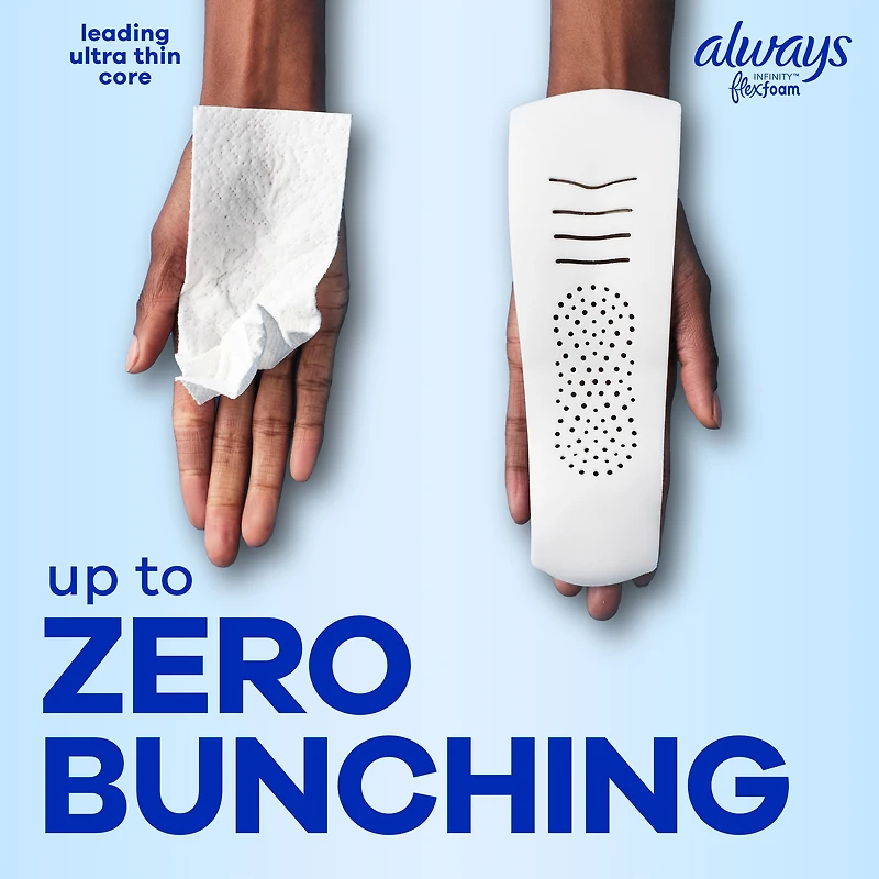 Always Infinity with FlexFoam Pads for Women, Size 1, Regular Absorbency, with Wings, Unscented