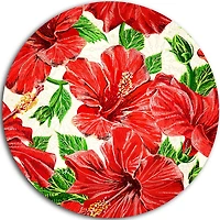 Art mural floral en métal Design Art Modèle de fleurs d'hibiscus ultra brillant en cercle