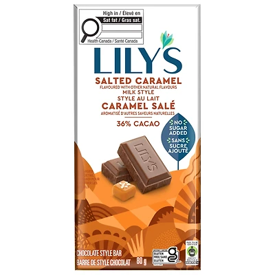 Lily's Salted Caramel Milk Chocolate Style Bar 80g, Lily's Salted Caramel Milk Chocolate Style Bar
