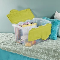 Sterilite 45L Hinged Lid Storage Box- Green, 45L