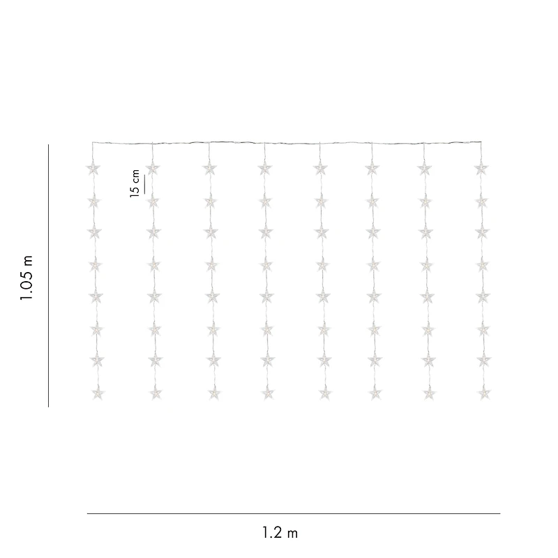 Danson Décor 64 Lumieres Blanc Chaud Rideau d'Etoile 64 LUMIERES BLANC CHAUD RIDEAU D'ETOILE