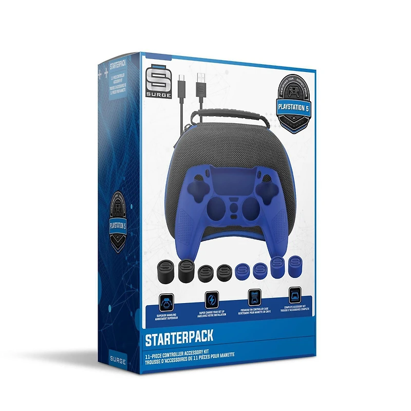 Surge 11-Piece Controller Accessory Starter Kit for PS5 - Blue/Black