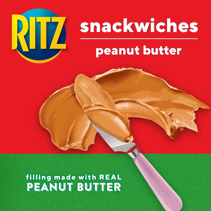 RITZ, Peanut Butter Cracker Snackwiches, Filling Made With Real Peanut Butter, 312 g (Pack of 8)