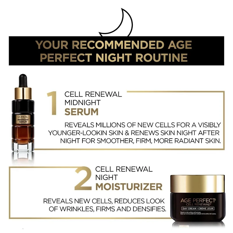 L'Oréal Paris Day Moisturizer Cream, Age Perfect Cell Renewal, Antioxidant Recovery Complex, Reduces look of Wrinkles, Firmer & More Radiant Skin, Younger Looking Skin, Skincare, 48 ml, Day moisturizer, 48 ml