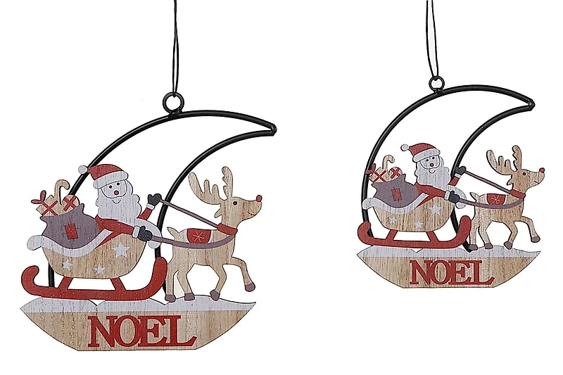 Ensemble De 2 Ornements En Métal Demi-Lune Et Père Noël