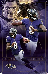 NFL Baltimore Ravens - Lamar Jackson 20 Wall Poster, 22.375" x 34" Framed