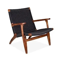 Lavaca Lounge Chair White-Natural with solid ash wood and rattan weave