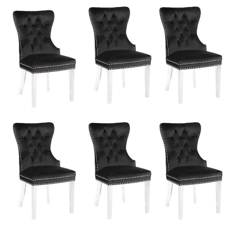 CHAISE DE SALLE À MANGER À AILES en Noir ENSEMBLE DE 6