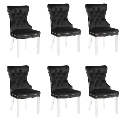 CHAISE DE SALLE À MANGER À AILES en Noir ENSEMBLE DE 6