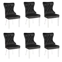 CHAISE DE SALLE À MANGER À AILES en Noir ENSEMBLE DE 6