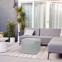 Pouf Gouchee Home Cube Soleil d'extérieur/d'intérieur argent – Pouf cube imperméable rembourré de billes de polystyrène, siège moderne et léger pour terrasse, patio ou salon
