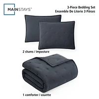 Mainstays 3-Piece Comforter Set, Greystone, Double Queen, Double Queen
