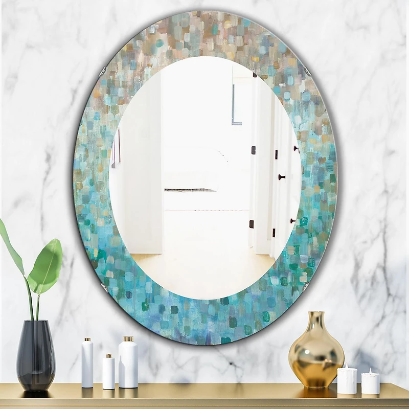 Designart 'Blocked Abstract' Miroir Traditionnel - Miroir Mural Ovale ou Rond - 24x36