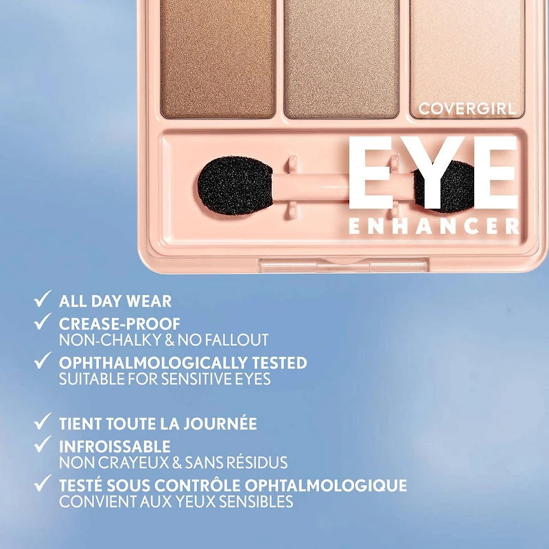 Eye Enhancers Eyeshadow, silky, sheer formula, double ended applicator, 100% Cruelty-free, silky, sheer formula