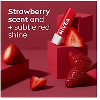 NIVEA Baume à lèvres Reflets fraise 24H d'hydratation, Paquet Duo 2x4,8g