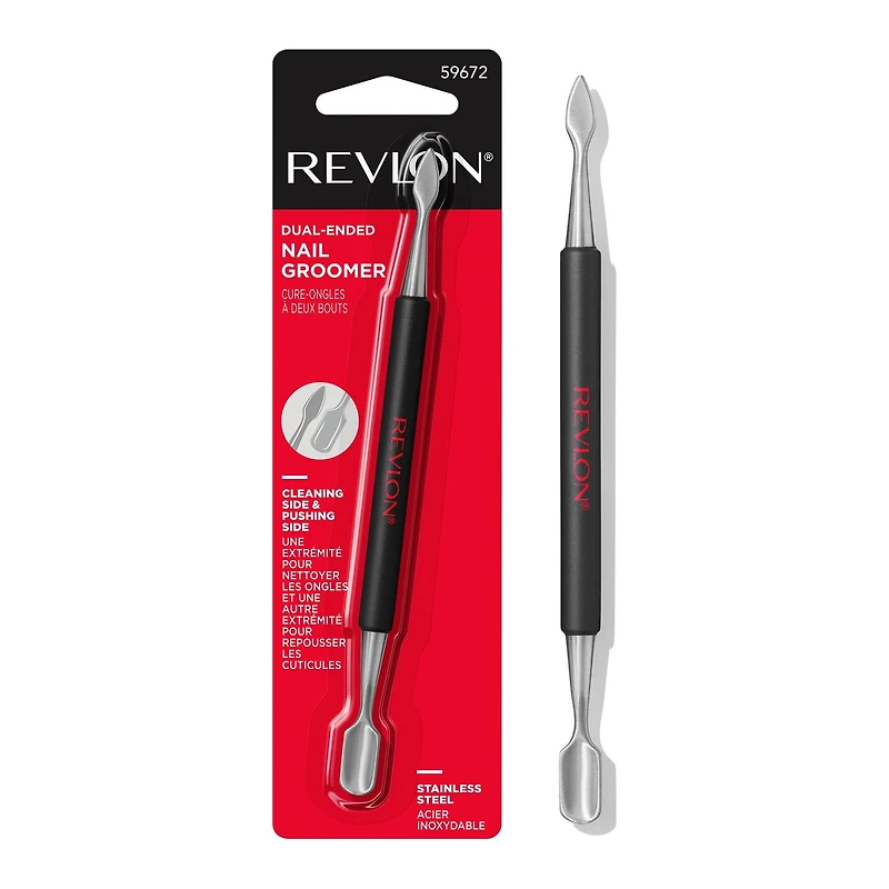 Revlon Expert Dual-Ended Nail Groomer, Stainless Steel Nail Care Tool Clean Under Nails and Lift Cuticles, RV DL END NL GRMR 0.063 lbs