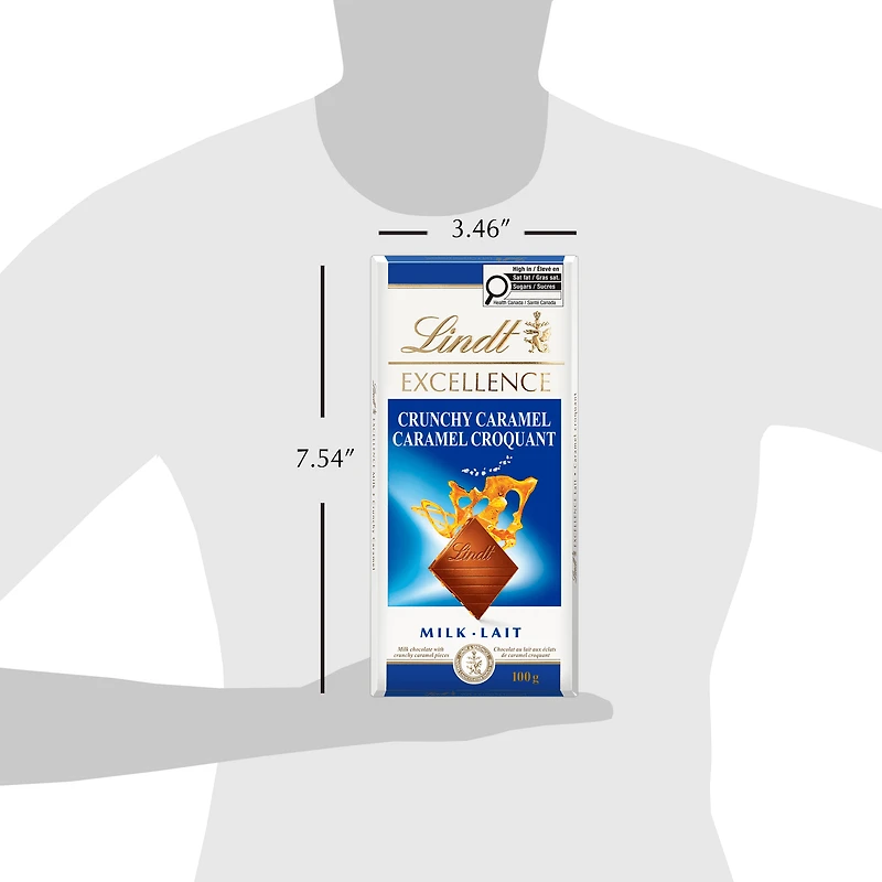 Lindt EXCELLENCE Crunchy Caramel Milk Chocolate Bar, 100 Grams