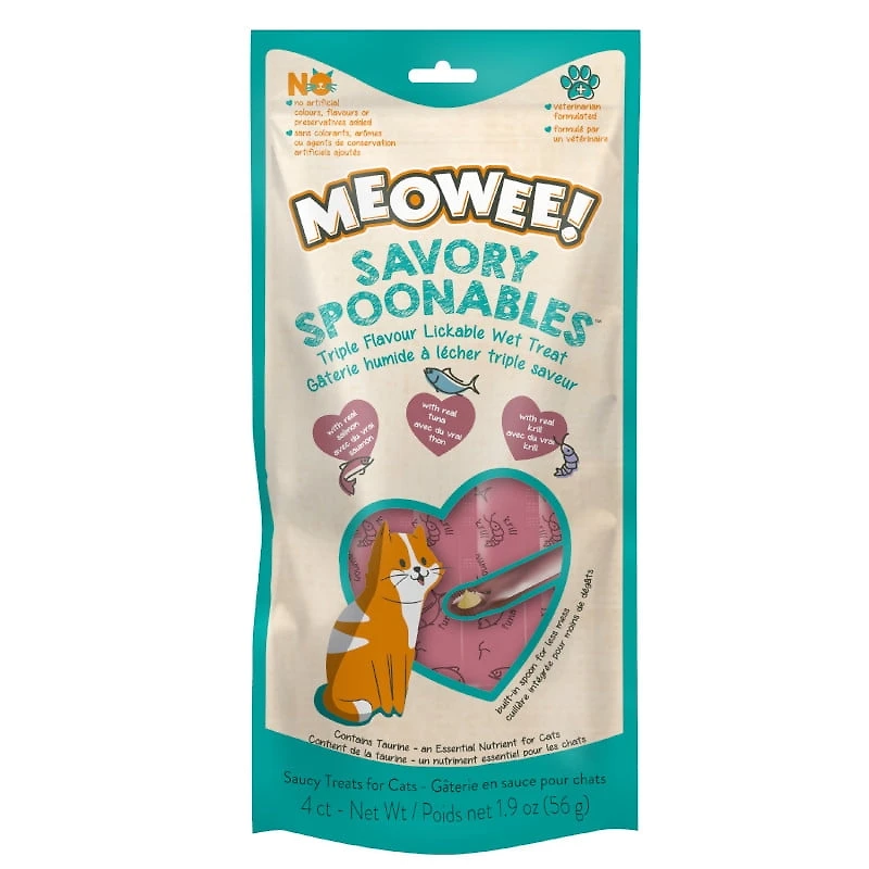 Meowee! Savory Spoonables with Salmon, Tuna & Krill, 4ct