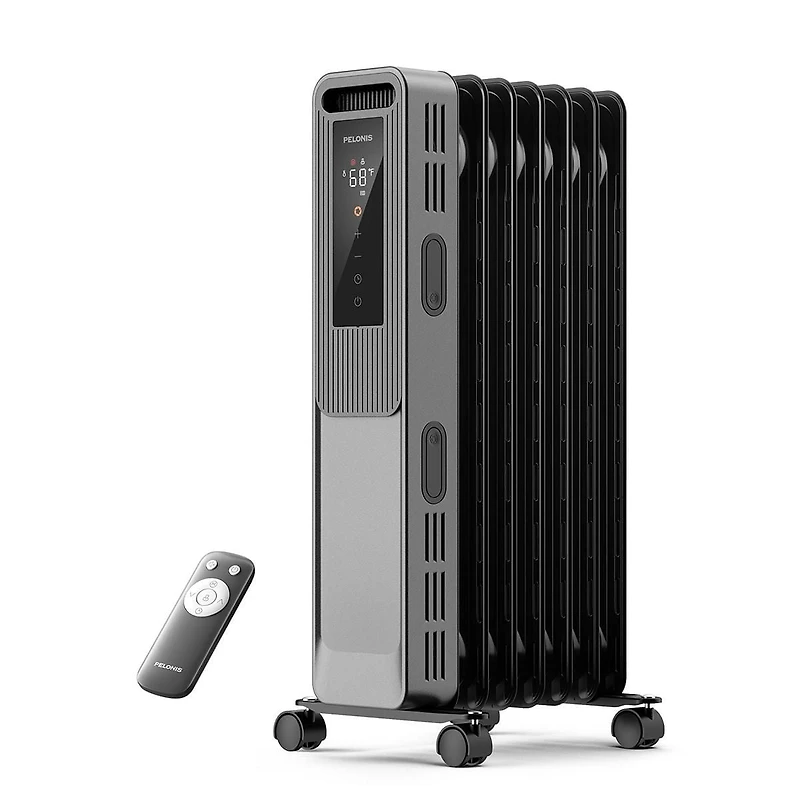 Radiateur à huile électrique Pelonis 1500 W à 3 réglages Gris