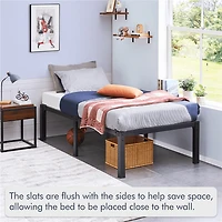 Fullfurnique Metal Platform Bed Frame with Heavy Duty Steel Slat Support, Full, Black