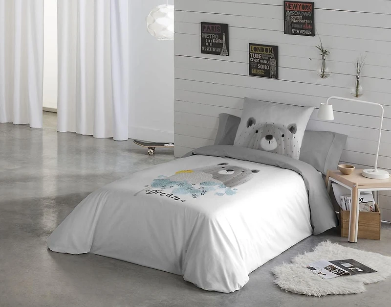 Gouchee Home Bear Dream Juvenile Cotton Duvet Cover Set, Twin Size