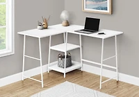 Monarch Specialties Computer Desk, Home Office, Corner, Storage Shelves, 48"l, L Shape, Work, Laptop, Metal, Laminate, White, Contemporary, Modern