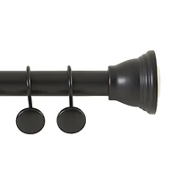 Mayott Adjustable Shower Curtain Tension Rod with 12-Piece Hook Set in Black