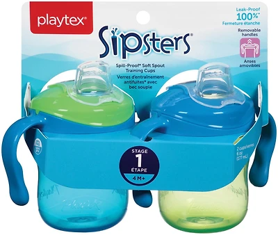 Playtex Baby Sipsters Gobelets d'Apprentissage à Bec Souple Anti-Déversement
