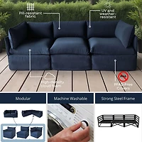 Ensemble de patio modulaire 3 places Patioflare Flexiform, bleu