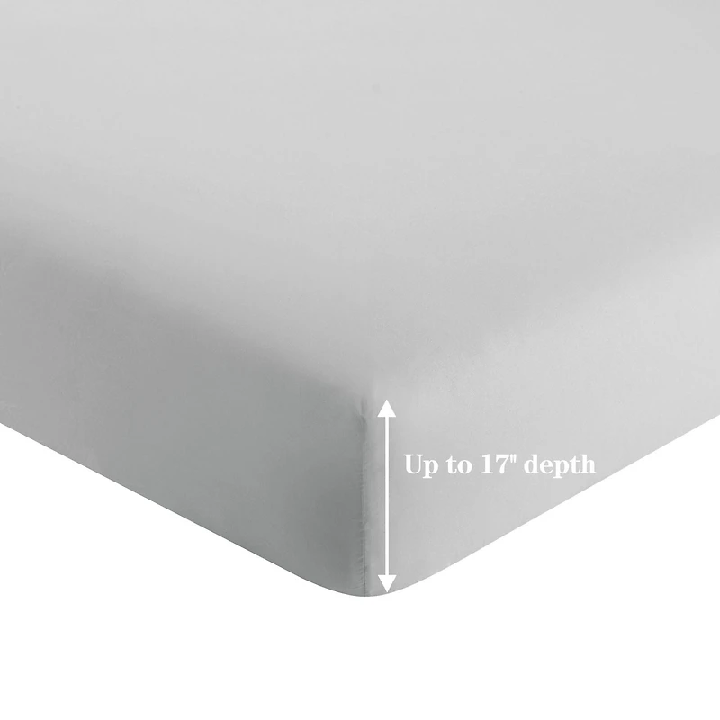 Drap-housse en bambou massif, ultra doux et soyeux, couleur argent, pour toutes les saisons