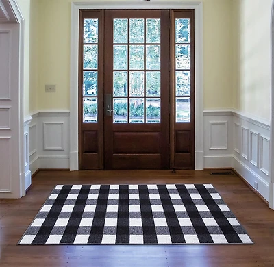 Ottomanson Ottohome Collection Non-Slip Rubberback Checkered Design Indoor Rug
