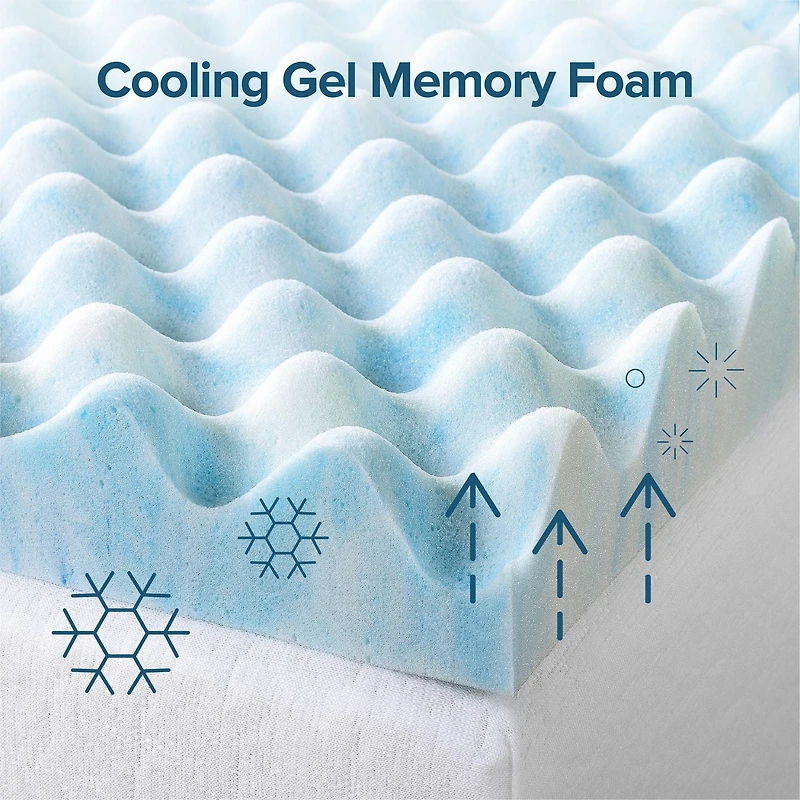 Zinus Spa Sensations inch Swirl Cooling Gel Memory Foam Air Flow Mattress Topper, Twin, Full, Queen