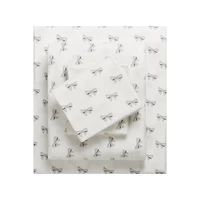 HOMETRENDS 4-Piece Parisenne Bow Flannel Sheet Set, Queen, 100% Cotton