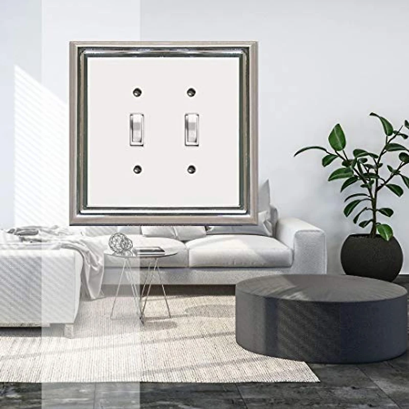 Atron Electro Industries Estate Black on Chrome Double Toggle Wall Plate