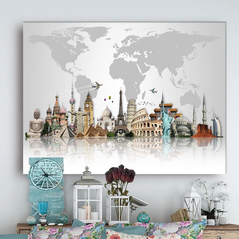 Designart Famous Monuments Across World Canvas Wall Art