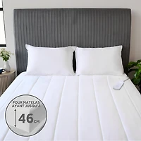 Sunbeam Quilted Electric Heated Mattress Pad 12 Heat Settings Auto Shut-Off Fast Heating White Full 54 x 75