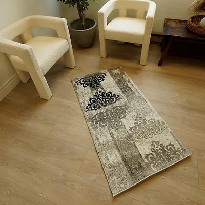 Rug Branch Montage Collection Modern Damask Runner Area Rug