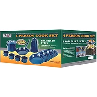 Ensemble de Cuisine de Camping en Email Bleu de 13 Pièces de World Famous