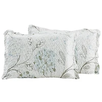 Marina Decoration Rich Printed Embossed Pinsonic Coverlet Bedspread Ultra Soft Bedding Summer Quilt Set with Shams, Blue Hydrangea Floral Pattern