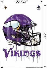NFL Minnesota Vikings - Drip Helmet 20 Wall Poster, 22.375" x 34" Framed