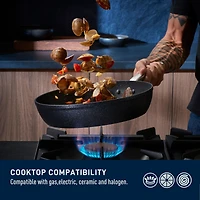 Ensemble T-fal Stone Shield de 10 pièces avec technologie DefenseShield™, fabrication en 6 couches, texture pierre robuste, à l’épreuve du lave-vaisselle et du four